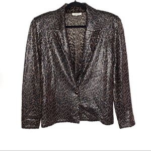 St. John Vintage Animal Print Brown Sequin Blazer